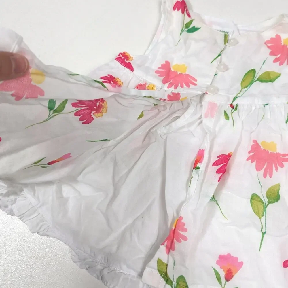 Vtg Gymboree Dress Baby Girls Sz 3-6m White Floral Sundress 2003 Y2K